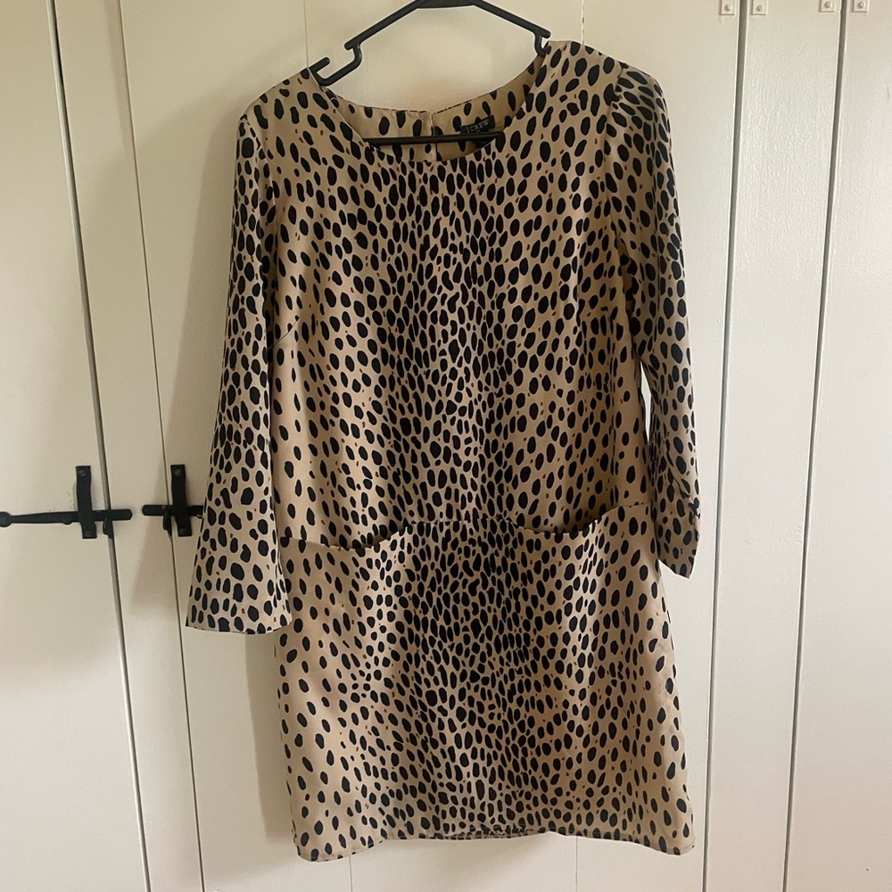 JCREW leopard long sleeve shift dress